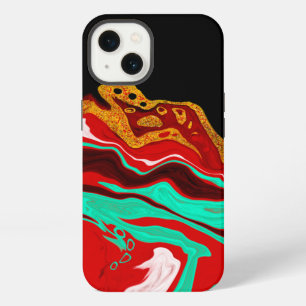 Black, Gold, Burgundy, Marble Art iPhone 13 Case