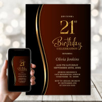 Black Gold Burnt Orange 21st Birthday Party