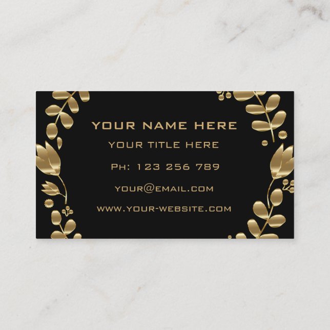Black Gold Business Card Design Your Own (Back)