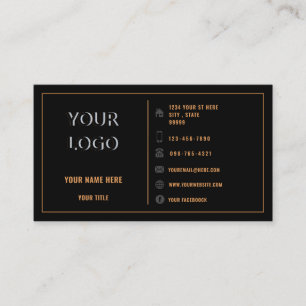 Black Gold Business Card Your Logo Name Text Info