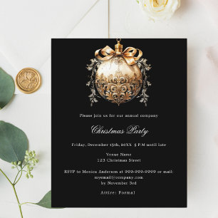 Black gold business Christmas Party invitation