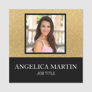 Black Gold Business Employee Photo Title Name Tag