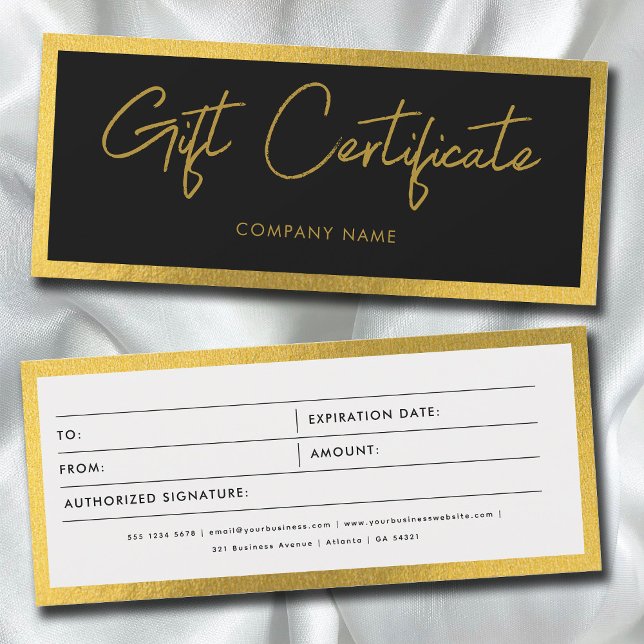 Black & Gold Business Gift Certificate Voucher (Creator Uploaded)