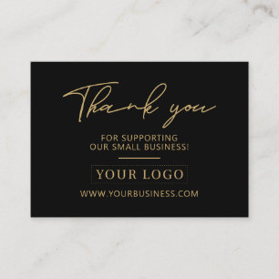 Black & Gold Business Logo Thank you Product Care Card