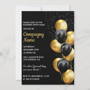 Black Gold Business party invite Balloon