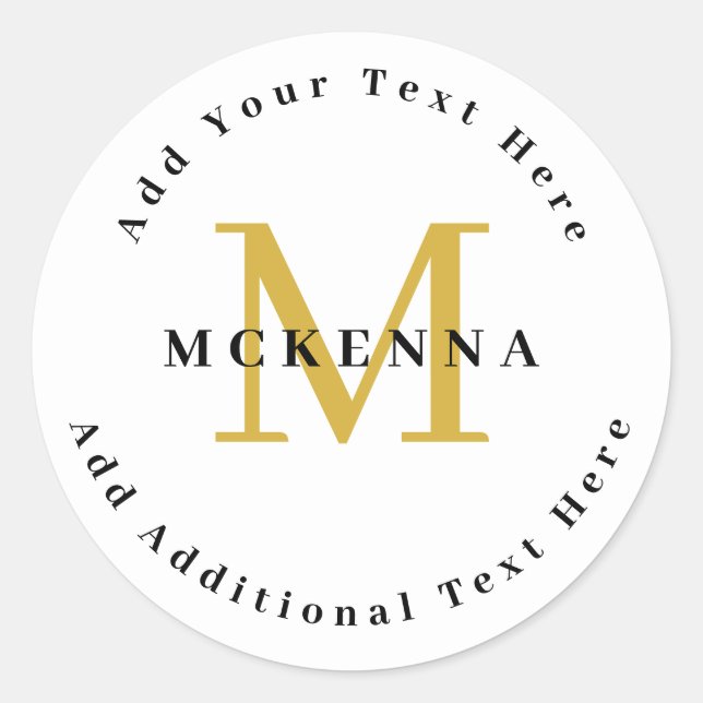 Black Gold Business Professional Logo Branding Classic Round Sticker (Front)