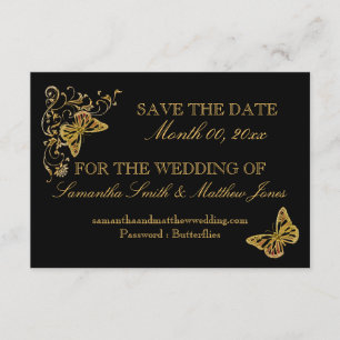 Black gold butterfly wedding response 02 invitation