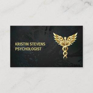 Black Gold Caduceus Symbol Medical Business Card