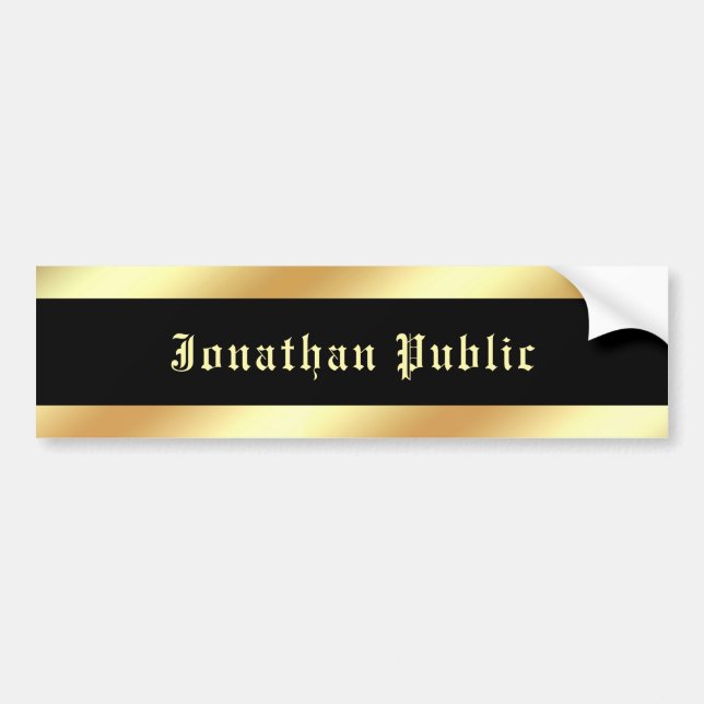 Black Gold Calligraphy Text Nostalgic Template Bumper Sticker (Front)
