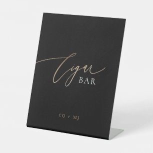 Black Gold Calligraphy Wedding Cigar Bar Sign