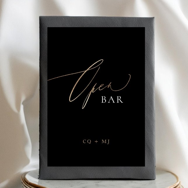 Black Gold Calligraphy Wedding OPEN Bar Sign Table Number (Creator Uploaded)