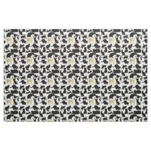 Black Gold Cats Fabric