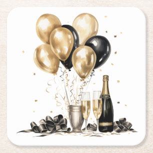 Black Gold Celebration Party Coaster