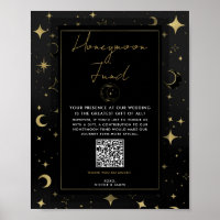 Black & Gold Celestial Moon Stars Honeymoon Fund