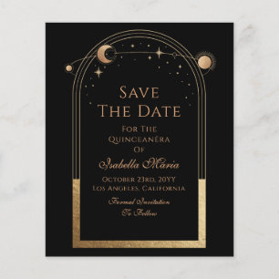 Black Gold Celestial Quinceañera 15th Birthday