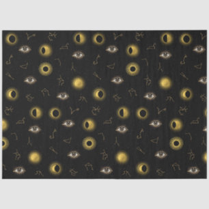 Black Gold Celestial Sun & Moon Zodiac Eye Tissue Paper