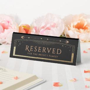 Black Gold Celestial Wedding Reserved Table