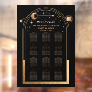Black Gold Celestial Wedding Seating Chart