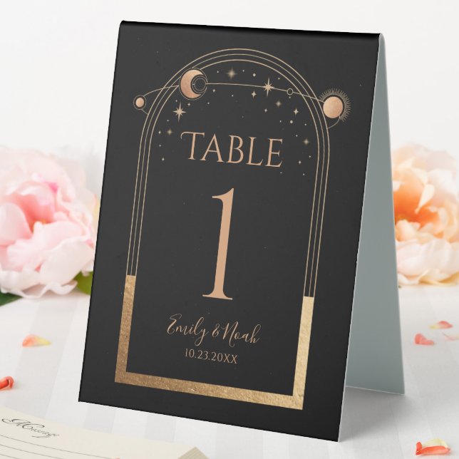 Black Gold Celestial Wedding Table Number (In SItu (Wedding))