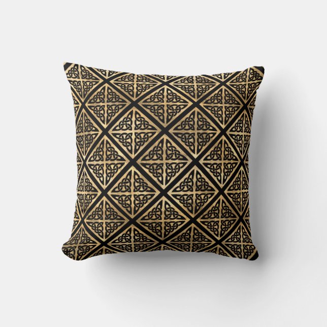 Black Gold Celtic Pattern Cushion (Front)