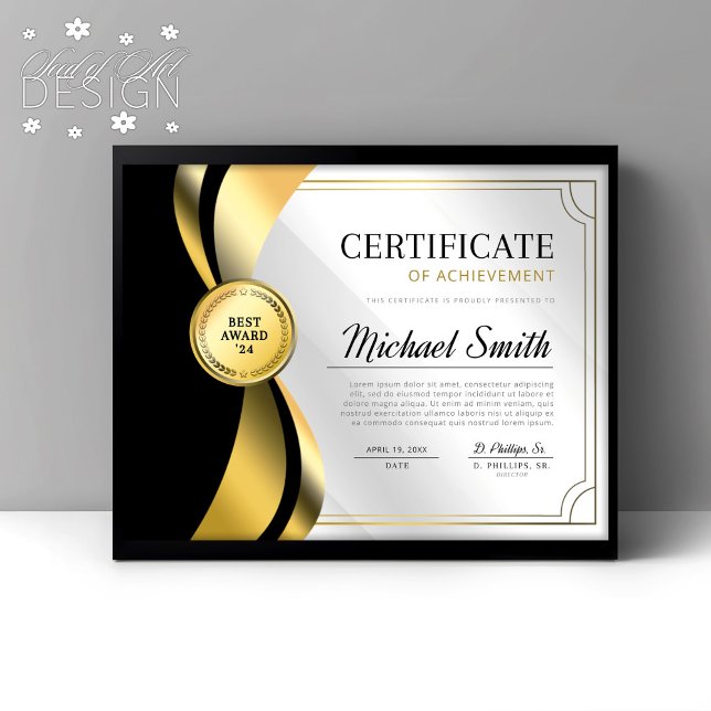 Black & Gold Certificate of Achievement Award (Creator Uploaded)
