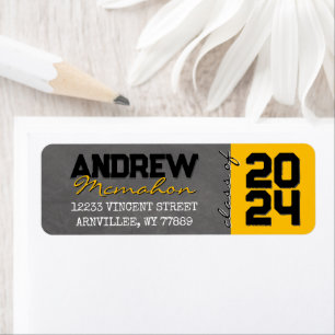 Black & Gold Chalkboard Graduation Return Address Label
