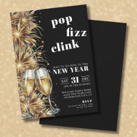 Black Gold Champagne Pop New Year's Eve Party