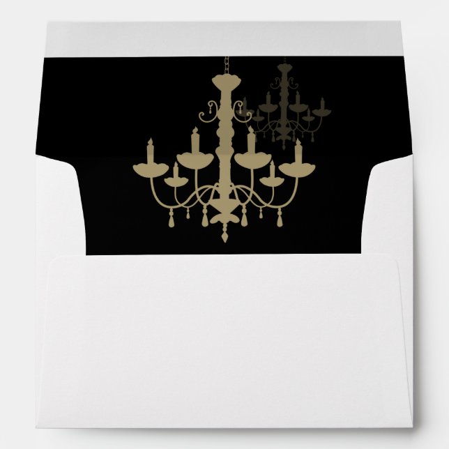 Black Gold Chandelier 5x7 Wedding Invitation Envelope (Back (Bottom))