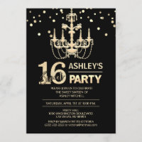 Black Gold Chandelier SWEET SIXTEEN 16 Party