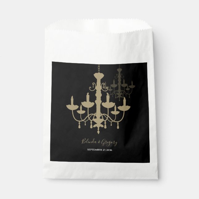 Black Gold Chandelier Wedding  Favour Bag (Front)