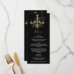 Black Gold Chandelier Wedding Menu