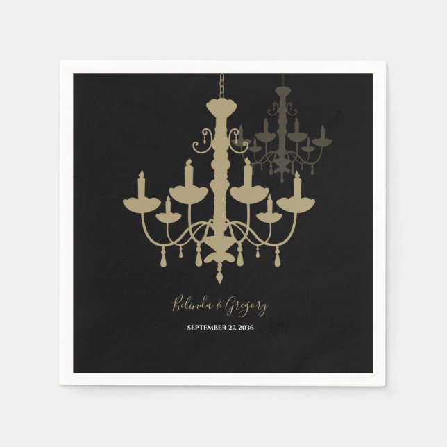 Black Gold Chandelier Wedding  Napkin (Front)