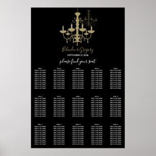 Black Gold Chandelier Wedding Seating Chart