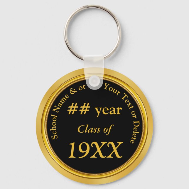 Black Gold Cheap Class Reunion Favours Personalise Key Ring (Front)