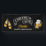 Black Gold Cheers And Beers Any Age Birthday Banner<br><div class="desc">Stylish cheers and beers to 50 years typography design in black,  gold and white,  custom it with your own text,  fun and unique,  great for any age adult birthday party for men,  or beer anniversary party for any occasion.</div>