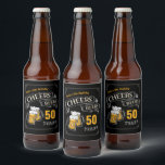 Black Gold Cheers And Beers Any Age Birthday Beer Bottle Label<br><div class="desc">Stylish cheers and beers to 50 years typography design in black,  gold and white,  custom it with your own text,  fun and unique,  great for any age adult birthday party for men,  or anniversary party for any occasion.</div>