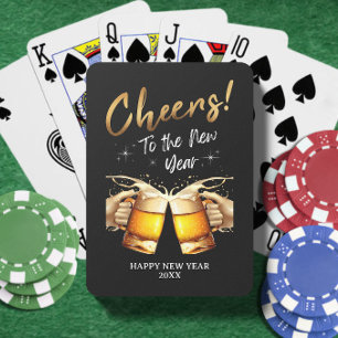 Black & Gold Cheers to New Years Eve Party 2024 Playing Cards
