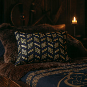 Black Gold Chevron Pattern Abstract Geometric Deco Decorative Cushion
