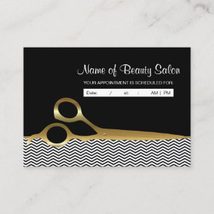 Black Gold Chevrons Salon Appointment Reminder Card