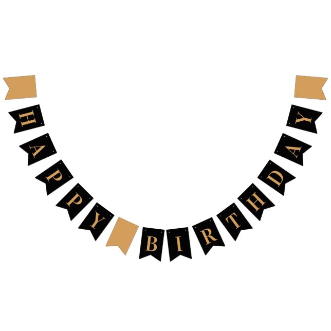 Black Gold Chic Happy Birthday Bunting (All)