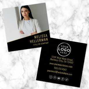 Black Gold Chic Real Estate Square Business Card