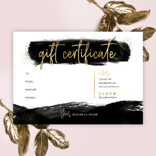 Black & Gold Chic Salon Logo Gift Certificate