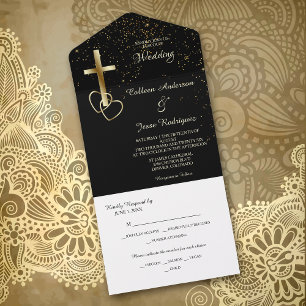 Black Gold Christian Cross Photo Template Wedding