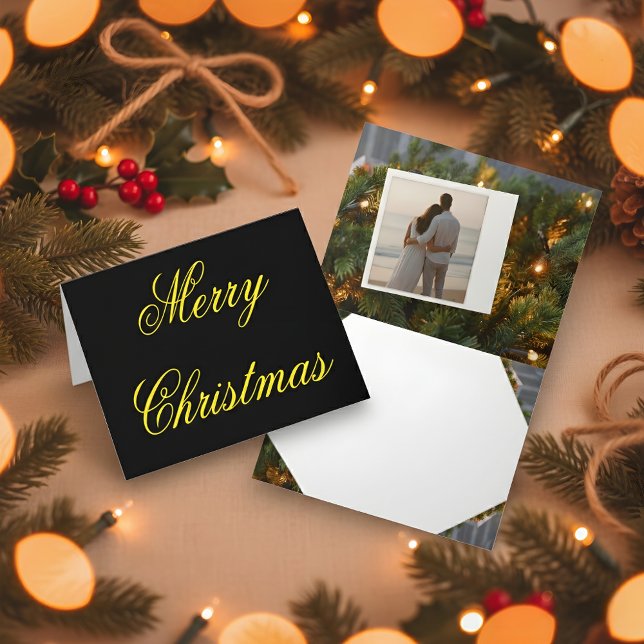Black & Gold Christmas Card with Custom Photo (Creator Uploaded)
