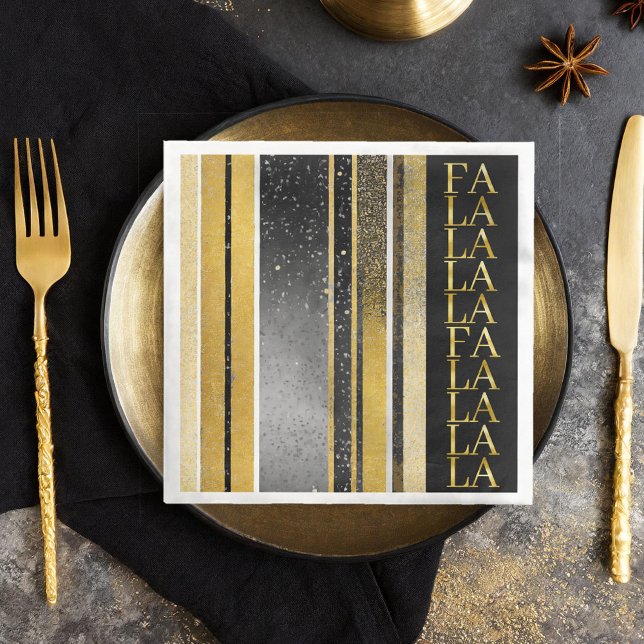 Black Gold Christmas Fa La La Pattern#27 ID1009 Napkin (Creator Uploaded)