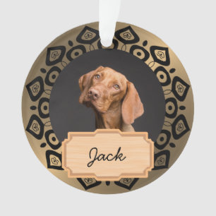 Black Gold christmas holiday Custom Dog Photo   Ornament