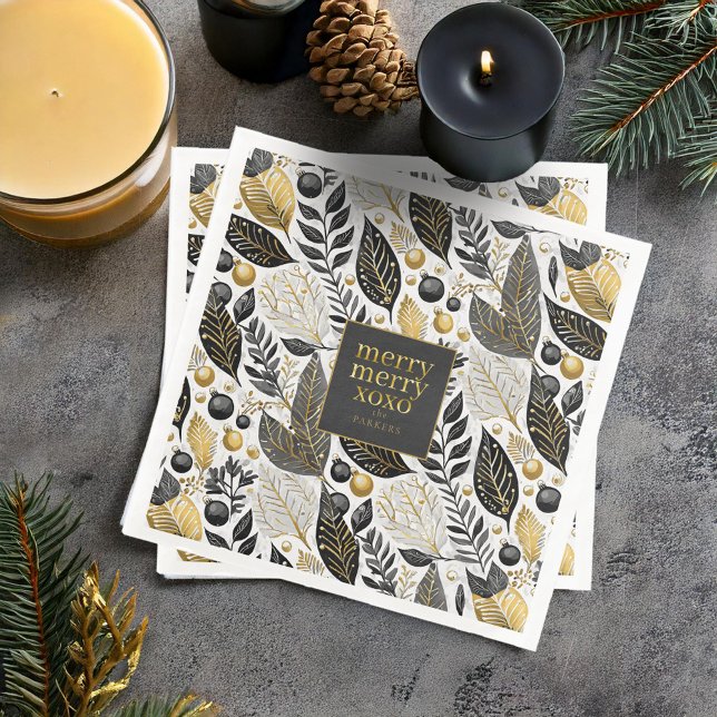 Black Gold Christmas Merry Pattern#21 ID1009 Napkin (Creator Uploaded)