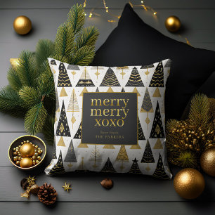 Black Gold Christmas Merry Pattern#25 ID1009 Cushion