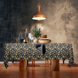 Black Gold Christmas Pattern#12 ID1009 Tablecloth