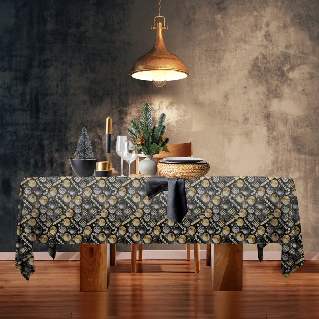 Black Gold Christmas Pattern#12 ID1009 Tablecloth (Creator Uploaded)